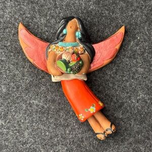 Colorful Angel Magnet with Shimmery Red Wings (possibly April Romo de Vivar)